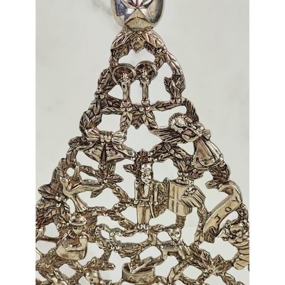Godinger Christmas Tree Candle Holder 10" Holidays 80's Silver Plated x2 Vintage - Picture 7 of 16